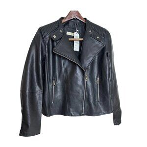 AZZ Trading Women's Black Motorcycle Faux Leather Asymmetrical Zipper Jacket